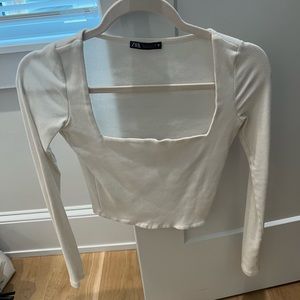 Zara Square Neck White Top